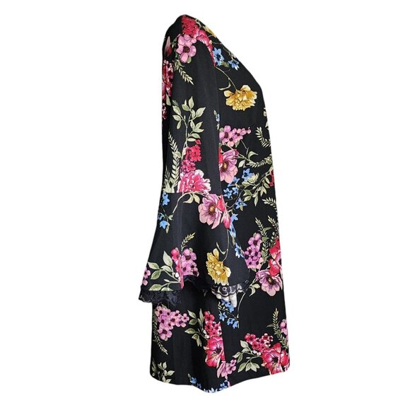 ROZ & ALI Black Floral Bell Sleeve V Neck Pullover Dress Womens Plus Size 2X - Picture 4 of 7
